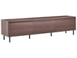 TV Stand Dark Brown Particle Board Media Unit Sideboard Metal Black Legs 3 Door Storage Compartment Modern Living Room Beliani