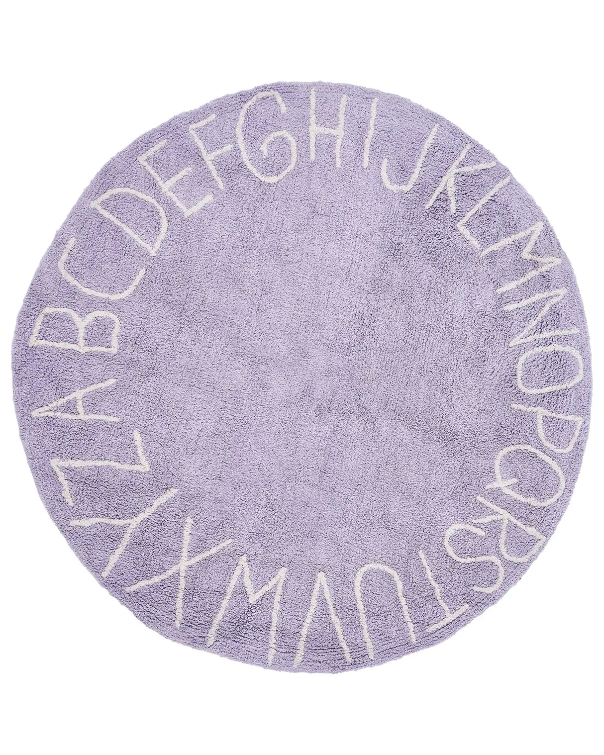 Area Rug Light Violet Cotton  120 cm Round Handmade with Alphabet Boho Style Living Room Kids Children's Room Beliani