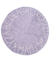 Area Rug Light Violet Cotton  120 cm Round Handmade with Alphabet Boho Style Living Room Kids Children's Room Beliani