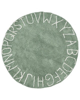Area Rug Green Cotton  120 cm Round Handmade with Alphabet Boho Style Living Room Kids Children's Room Beliani