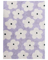 Area Rug Light Violet Cotton 140 x 200 cm Decorative Flowers Pattern Boho Style Living Room Kids Children's Room Beliani