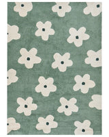 Area Rug Green Cotton 160 x 230 cm Decorative Flowers Pattern Boho Style Living Room Kids Children's Room Beliani