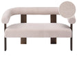 2 Seater Sofa Light Beige and Dark Brown Boucle Upholstery Retro Design Wooden Legs Living Room Beliani
