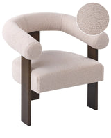 Armchair Light Beige and Dark Brown Boucle Upholstery Retro Design Wooden Legs Living Room Beliani