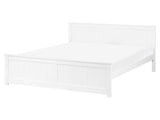 Bed Frame White Pine Wood MDF EU King Size 5ft3 Headboard Minimalist Beliani