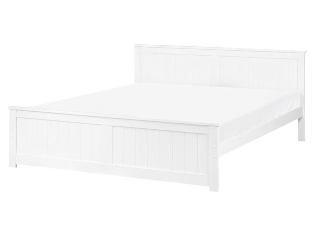 Bed Frame White Pine Wood MDF EU King Size 5ft3 Headboard Minimalist Beliani