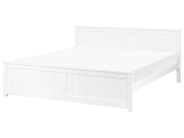 Bed Frame White Pine Wood MDF EU Super King Size 6ft Headboard Minimalist Beliani