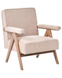 Armchair Taupe Faux Linen Fabric Upholstery Retro Design Wooden Frame Armrests Living Room Beliani