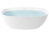 Freestanding Bath Matt White Acrylic 170 x 81 cm Oval Fluted Finish Modern Style Bathroom Beliani