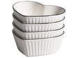 Set of 4 Bowls White Porcelain Transparent Glaze Finish Heart Shaped Kitchen Dining Room Beliani