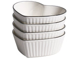Set of 4 Bowls White Porcelain Transparent Glaze Finish Heart Shaped Kitchen Dining Room Beliani