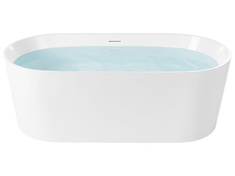Freestanding Bath White Sanitary Acrylic Single 167 cm Oval Shape Overflow System Modern Design Beliani