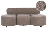 3 Seater Sofa Taupe Boucle Upholstery Couch without Armrests Curved Backrest Retro-Inspired Living Room Beliani