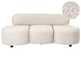 3 Seater Sofa Beige  Boucle Upholstery Couch without Armrests Curved Backrest Retro-Inspired Living Room Beliani