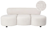 3 Seater Sofa Off-White Boucle Upholstery Couch without Armrests Curved Backrest Retro-Inspired Living Room Beliani