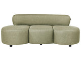 3 Seater Sofa Olive Green Fabric Upholstery Couch without Armrests Curved Backrest Retro-Inspired Living Room Beliani