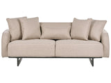 3 Seater Sofa Light Brown Fabric Upholstery Couch with Armrests Additional Pillows Modern Living Room Beliani