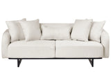 3 Seater Sofa Off-White Fabric Upholstery Couch with Armrests Additional Pillows Modern Living Room Beliani