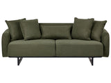 3 Seater Sofa Green Fabric Upholstery Couch with Armrests Additional Pillows Modern Living Room Beliani