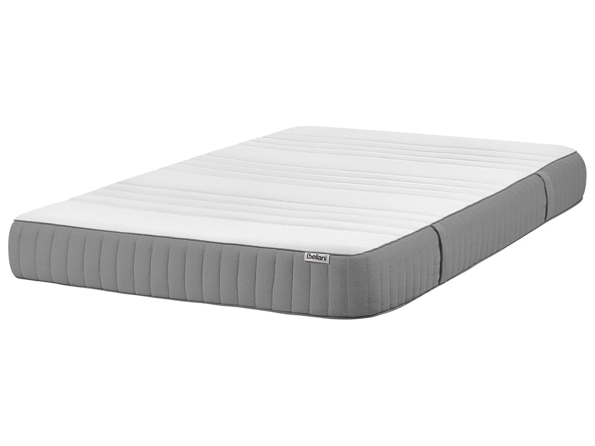 Latex Foam Mattress White and Grey EU Small Double Size Firm Zippered Removable Polyester Cover Bedroom Accessories Beliani