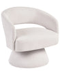 Armchair Off-White Fabric Fully Upholstered Swivel 360 Scandinavian Style Living Room Beliani