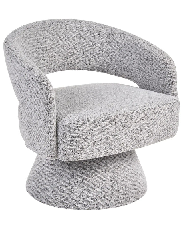 Armchair Grey Fabric Fully Upholstered Swivel 360 Scandinavian Style Living Room Beliani