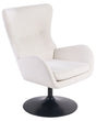 Armchair Off-White Fabric Upholstered Backrest Iron Black Leg 360 Seat Cushion Living Room Beliani