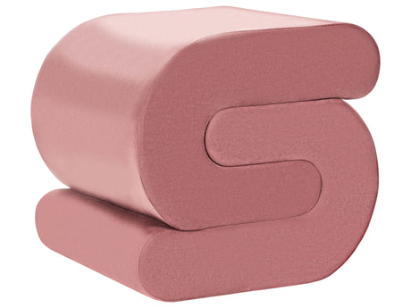 Pouffe Pink Velvet Fabric Upholstered S-Shape Living Room Footstool Beliani