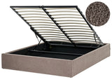 Slatted Bed Frame Taupe Boucle Upholstered Ottoman Storage 4ft6 EU Double Size Modern Design Beliani