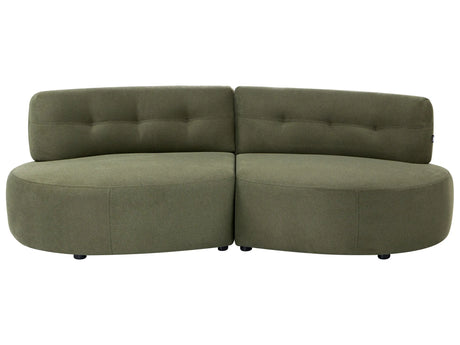 3 Seater Sofa Green Fabric Upholstery Water-Repellent Curved Couch without Armrests Modern Living Room Beliani