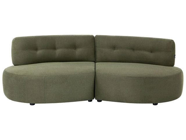 3 Seater Sofa Green Fabric Upholstery Water-Repellent Curved Couch without Armrests Modern Living Room Beliani