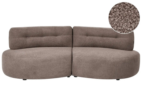 3 Seater Sofa Taupe Boucle Upholstery Curved Couch without Armrests Modern Living Room Beliani