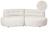 3 Seater Sofa Off-White Boucle Upholstery Curved Couch without Armrests Modern Living Room Beliani