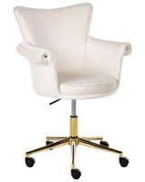 Office Chair Off-White Velvet Gas Lift Height Adjustable Full Swivel Rolled Armrests Modern Style Home Office Beliani