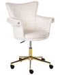 Office Chair Off-White Velvet Gas Lift Height Adjustable Full Swivel Rolled Armrests Modern Style Home Office Beliani