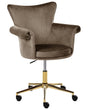 Office Chair Taupe Velvet Gas Lift Height Adjustable Full Swivel Rolled Armrests Modern Style Home Office Beliani