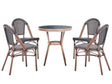 4 Seater Garden Dining Set Grey PE Rattan Top  70 Table and 4 Stackable Aluminium Frame Beliani
