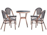 4 Seater Garden Dining Set Grey PE Rattan Top  70 Table and 4 Stackable Aluminium Frame Beliani