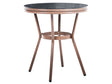Garden Table Grey PE Rattan Top  70 cm Glass and Aluminium Frame Beliani