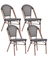 Set of 4 Garden Chairs Grey PE Rattan Wicker Seat Aluminium Frame Indoor Outdoor Set Beliani