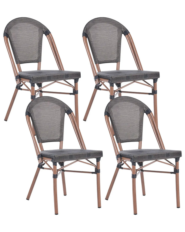 Set of 4 Garden Chairs Grey PE Rattan Wicker Seat Aluminium Frame Indoor Outdoor Set Beliani