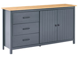 Sideboard Dark Blue 2 Door Shelves and Drawers Pine Wood Storage Living Room Scandinavian Style Beliani