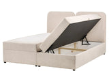 Divan Bed with Storage Light Beige Fabric Upholstery EU King Size 5ft3 Lift Up Ottoman Headboard Water-Repellent Beliani