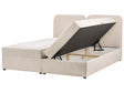 Divan Bed with Storage Light Beige Fabric Upholstery EU Super King Size 6ft Lift Up Ottoman Headboard Water-Repellent Beliani