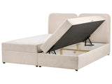 Divan Bed with Storage Light Beige Fabric Upholstery EU Super King Size 6ft Lift Up Ottoman Headboard Water-Repellent Beliani