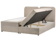 Divan Bed with Storage Taupe Fabric Upholstery EU Super King Size 6ft Lift Up Ottoman Headboard Water-Repellent Beliani