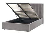 Ottoman Bed Grey Velvet Upholstery EU Small Double Size Tufted Headboard Storage Function Beliani
