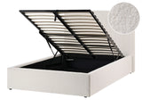 Ottoman Bed Off-White Boucle Upholstery EU Small Double Size Tufted Headboard Storage Function Beliani