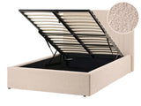 Ottoman Bed Beige Boucle Upholstery EU Small Double Size Tufted Headboard Storage Function Beliani
