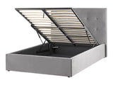 Ottoman Bed Grey Velvet Upholstery EU Small Double Size Headboard Storage Function Modern Design Beliani